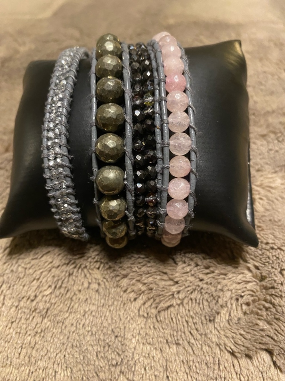 Lizou Multi-Row Beaded Wrap Bracelet.
